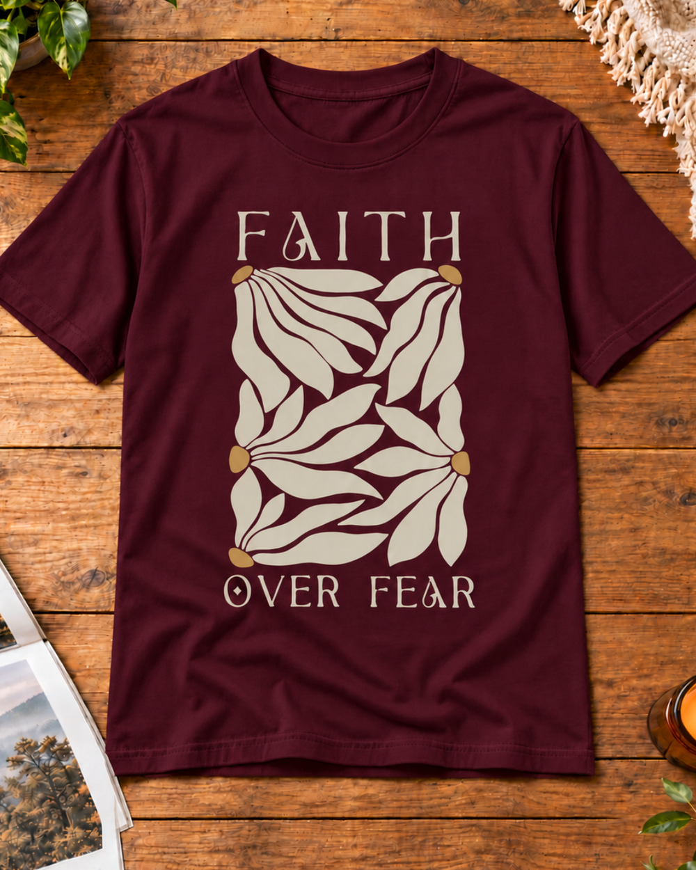 Faith Over Fear Regular Fit Graphic T-Shirt