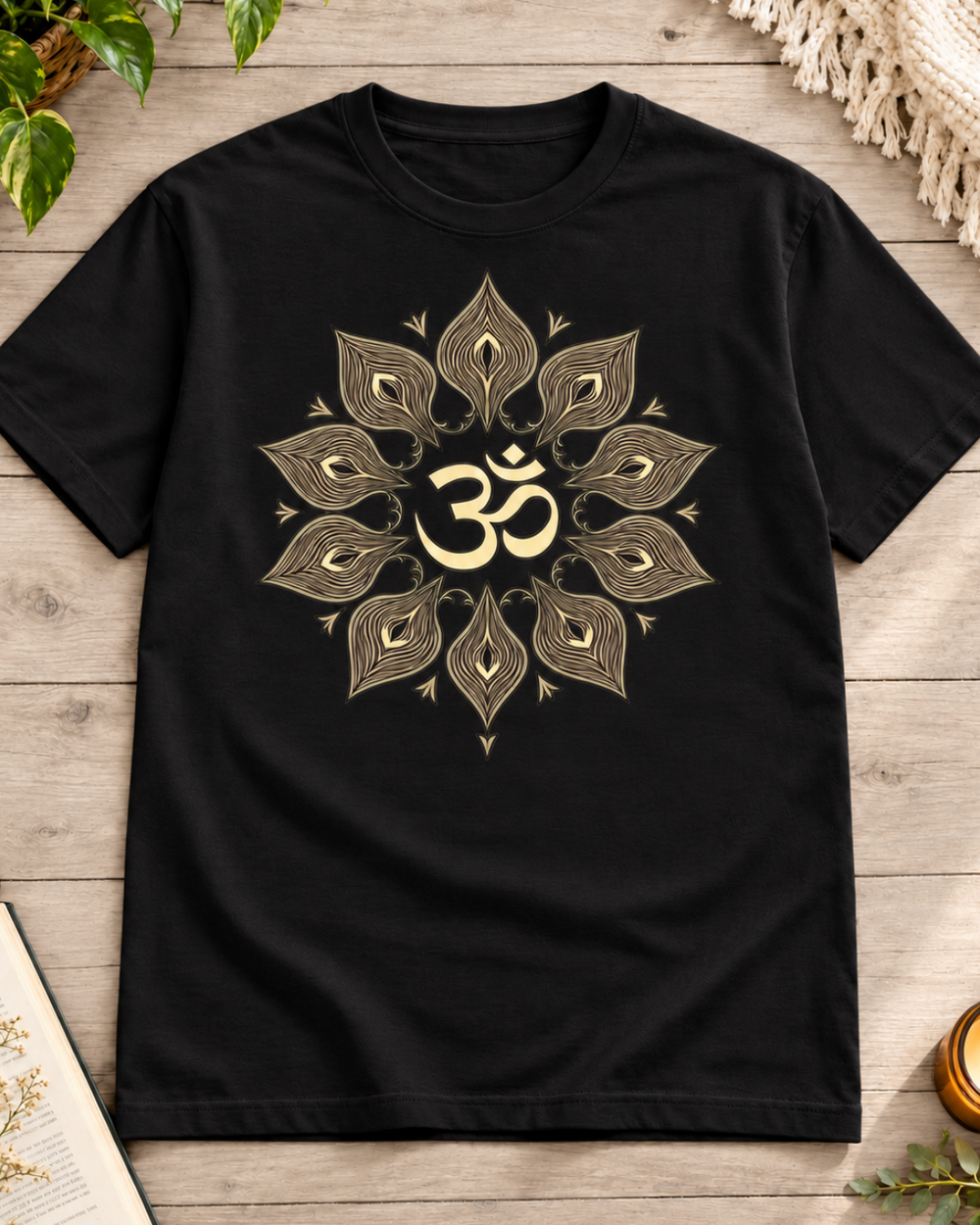 Om Feather Mandala Regular Fit Graphic T-Shirt