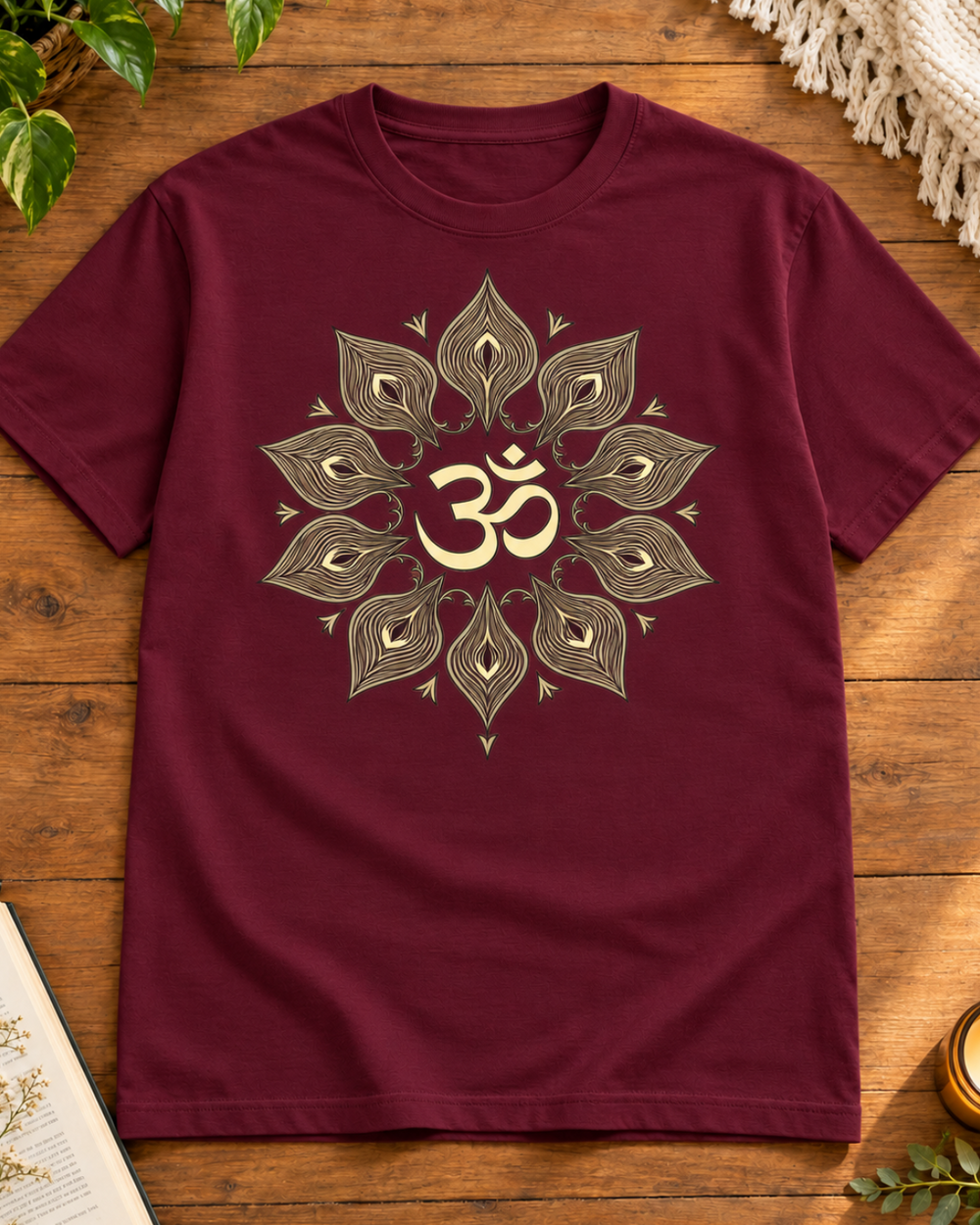 Om Feather Mandala Regular Fit Graphic T-Shirt