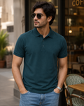 Petrol Blue Men’s Cotton Polo T-Shirt