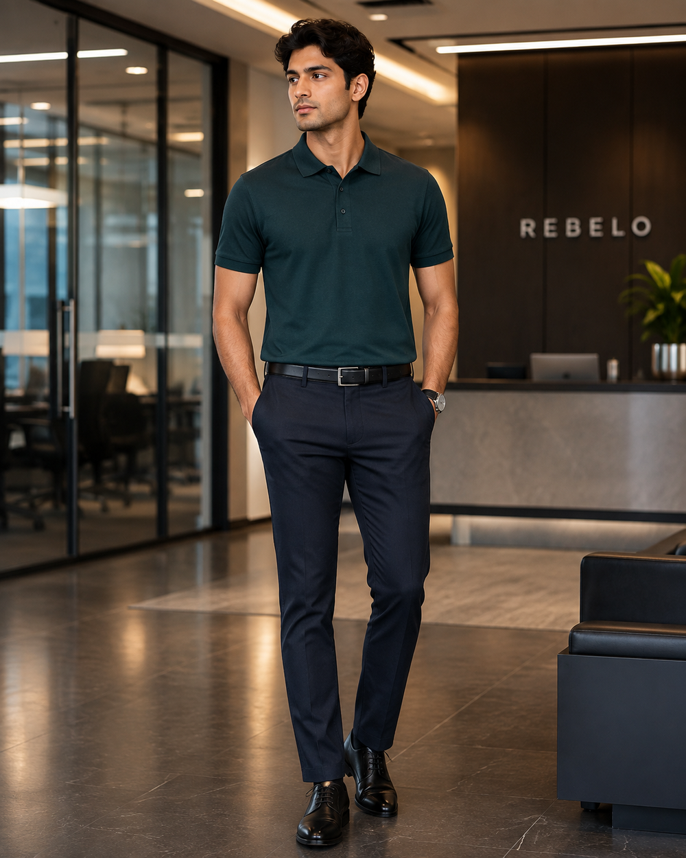 Petrol Blue Men’s Cotton Polo T-Shirt