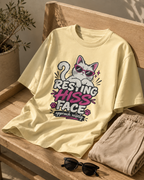 Resting Hiss Face beige cat lover oversized T-shirt hero image by REBELO