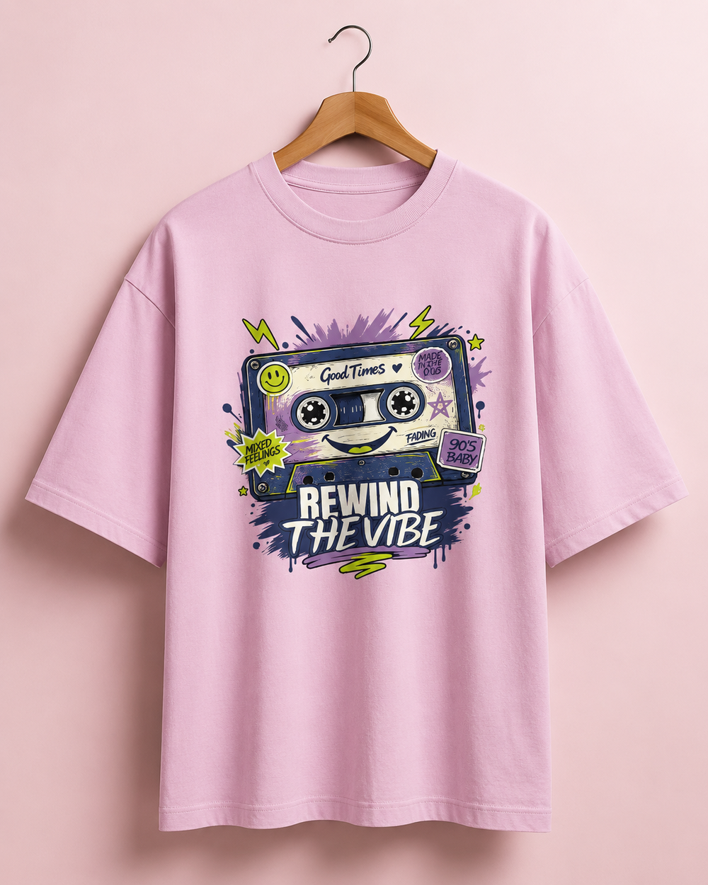 Rewind the Vibe Oversized Graphic T-Shirt