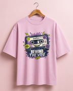 Rewind the Vibe light baby pink oversized T-shirt hero image by REBELO