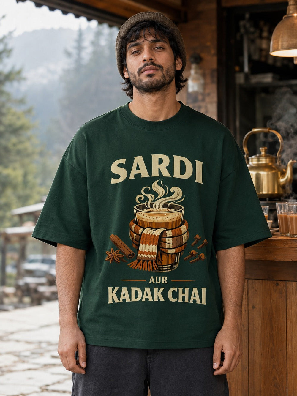 Sardi Aur Kadak Chai Oversized Graphic T-Shirt