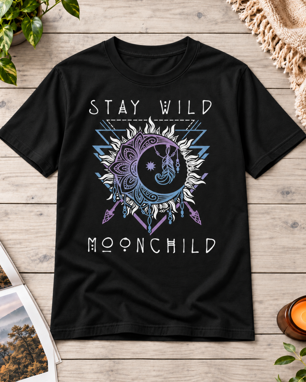 Stay Wild Moonchild Regular Fit Graphic T-Shirt