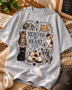 Rescued My Heart Cat Lover Oversized Graphic T-Shirt