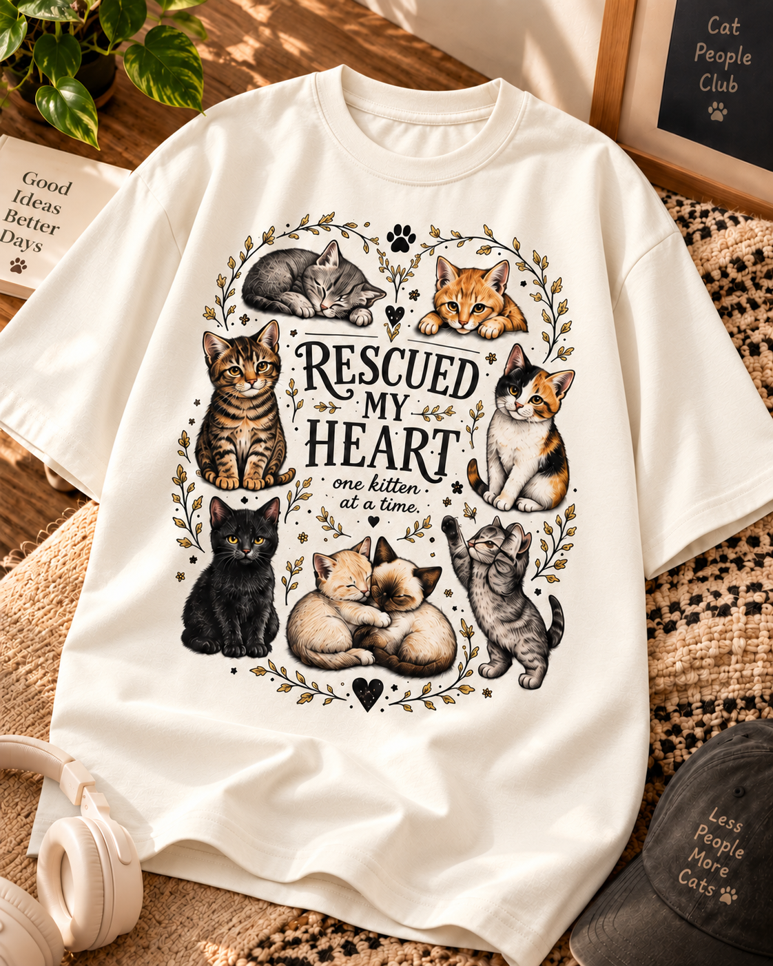 Rescued My Heart Off White oversized T-shirt