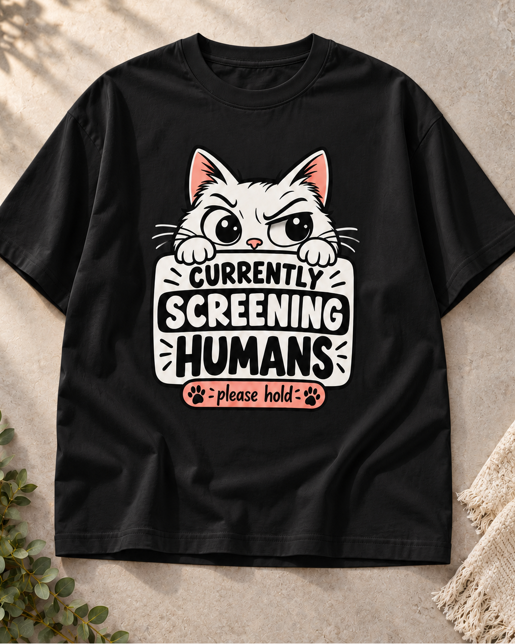 Currently Screening Humans Black oversized T-shirt