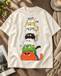 Seven Cats Cat Lover Oversized Icon Graphic T-Shirt