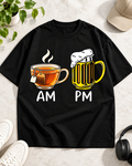 Tea AM Beer PM Humor Oversized Graphic T-Shirt