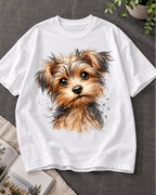 Watercolor Yorkie White oversized T-shirt