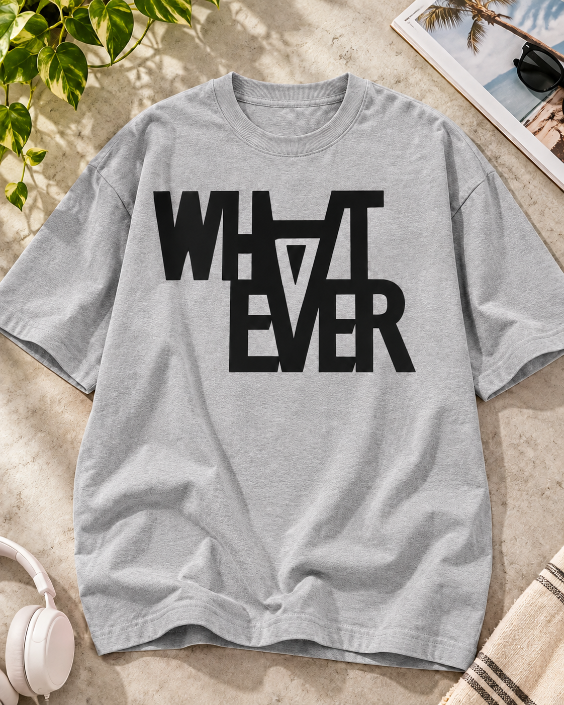 WHATEVER Grey Melange oversized T-shirt